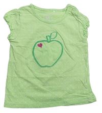 Svetlozelené bodkovaná é tričko s jablkem