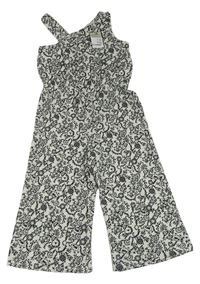 Bílý culottes overal s kytičkami Primark