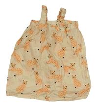 Béžové plátenné šaty s leopardmi H&M