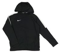 Černá sportovní funkční mikina s pruhy a kapucí Nike 