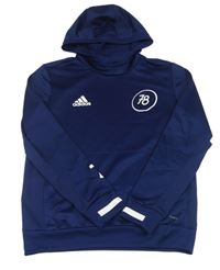 Tmavomdorá funkční sportovní mikina s logem a kapucí Adidas