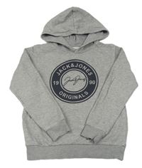 Sivá melírovaná mikina s logom a kapucňou Jack & Jones