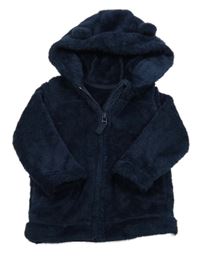 Tmavomodrá chlpatá prepínaci mikina s kapucňou George