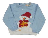 Svetlomodrý sveter so sněhulákem Manor