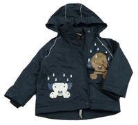 Tmavomodrá šušťáková jarná bunda s pejsky a kapucňou Tchibo