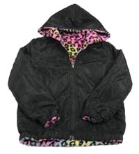 Čierna šušťáková obojstranná bunda s kapucňou