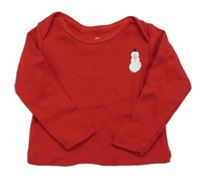 Červené tričko so sněhulákem H&M