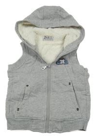 Sivá zateplená prepínaci vesta s kapucňou Topolino