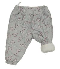 Sivé šušťákové zateplené nohavice s kvietkami C&A