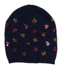 Tmavomodrá pletená čapica s flitrami Dopodopo