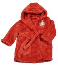 Červený chlupatý župan Peter Rabbit s kapucňou