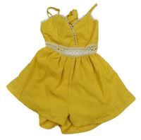 Žlutý letní overal s krajkou 