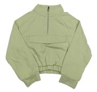 Svetlozelená crop mikina s klokankou Next