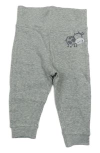 Sivé melírované tepláky s kravičkou Lupilu