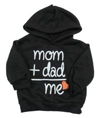 Čierna mikina s nápisom a kapucňou