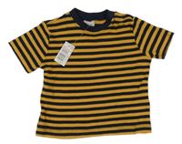 Nové - Tmavomodro-okrové pruhované tričko F&F