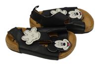 Černé koženkové sandály s Mickeym vel. 19