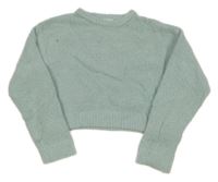 Svetlozelený huňatý crop sveter Zara