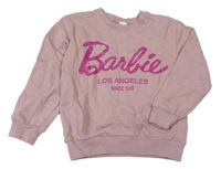 Staroružová oversize mikina s logem Barbie