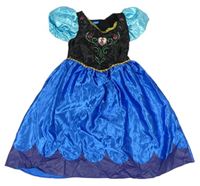 Kostým - Cobaltově modro-černo-světletyrkysové saténové šaty - Anna zn. Disney
