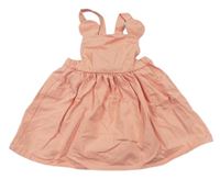 Broskvové rifľové šaty s nápisem - Minnie Disney