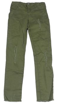 Khaki skinny rifle s vyšúchaním zn. Denim Co.