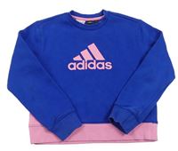 Cobaltovoě modro-ružová crop mikina Adidas