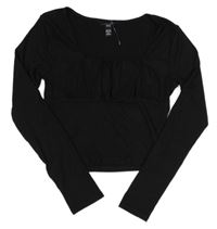 Čierne rebrované crop tričko New Look
