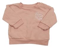 Svetloružová mikina s nápismi a srdiečkami PRIMARK