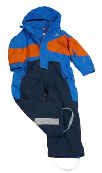 Modro-oranžovo-tmavomodrá šušťáková zimná kombinéza s odopínacíá kapucňou NEVICA
