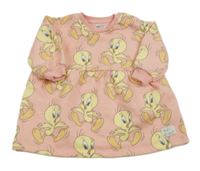 Světlerůžové teplákové teplé šaty s Tweetym