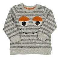 Svetlošedá -čierna pruhovaná melírovaná mikina s príšerkou C&A