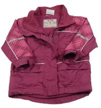 Vínovo-tmavoružová šušťáková jarná bunda s károváním Topolino