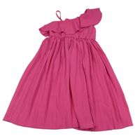 Tmavoružové plisované asymetrické šaty SHEIN