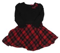 Čierno-červené kárované šaty s mašlou YD