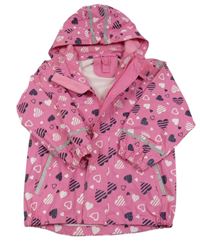 Růžová nepromokavá bunda se srdíčky a odepínací kapucí Sterntaler