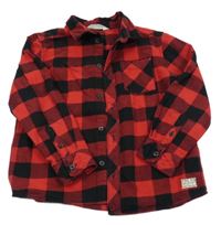 Červeno-černá kostkovaná flanelová košile H&M