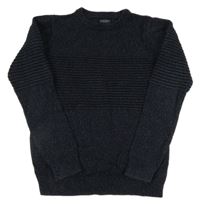 Tmavomodrý melírovaný svetr se žebrováním Next