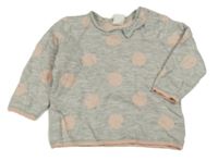 Světlešedo/světlerůžový melírovaný bodkovaná ý sveter s mašlou H&M