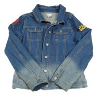 Modro-světlemodrá riflová crop bunda s nášivkou - Star Wars a límečkem Monsoon