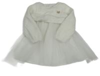 Smotanové tylové šaty s chlupatým svetrovým bolérkem so zlatým srdiečkom OBaïBi