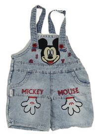 Modro-bílé plísňové riflové laclové kraťasy Mickey Mandalino