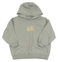 Světlemodrošedá oversize mikina s nápismi a smajlíkom a kapucňou Next