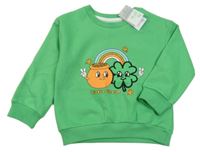 Nové - zelená mikina s dúhou a čtyřlístkem PRIMARK