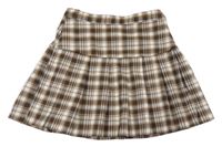 Tmavohnědo-hnedo-smotanová kockovaná sukňa H&M