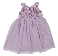 Lila tylové třpytivé slavnostní šaty s volánky H&M