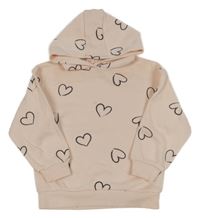 Svetloružová mikina so srdiečkami a kapucňou Primark