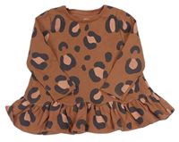 Skořicové teplákové šaty s leopardím vzorom F&F