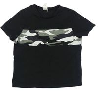 Čierne tričko s army vzorom Shein