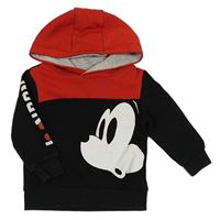 Červeno-čierna mikina s Mickeym a kapucňou Disney